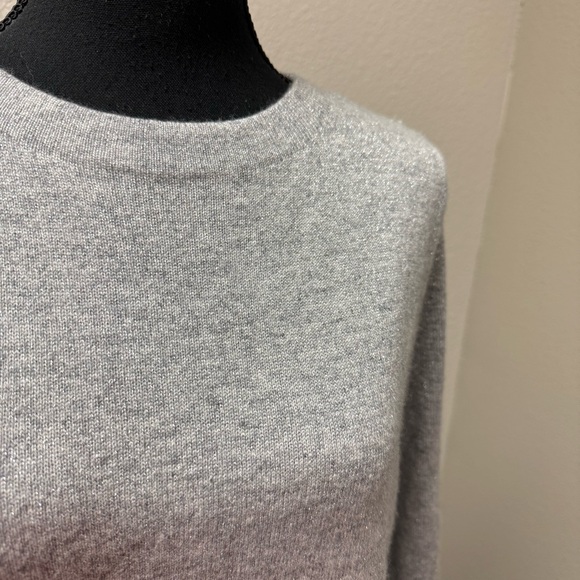 Talbots Petite Cashmere Metallic Gray Sweater LP Soft Luxe Classic Knit Top - Picture 3 of 9